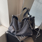 Load image into Gallery viewer, Women's Washed Denim Chain Strap Tote Bag N6J200