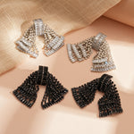 Load image into Gallery viewer, Bow Fringe Earrings Copper Prong-Set Crystals S5P150