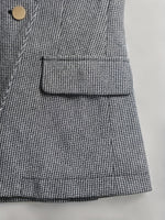 Load image into Gallery viewer, Grey Plaid Suit Set Women Wide Leg Blazer Pant Office N5A895