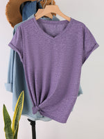 Load image into Gallery viewer, Minimalist Solid Color V-Neck T-Shirt Women N6E140