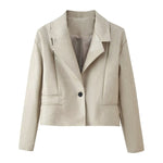 Load image into Gallery viewer, Notch Collar Loose Fit PU Jacket Women N5A720