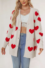 Load image into Gallery viewer, V Neck Heart Cardigan Mid Length Button Front Knit N5A889