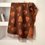 Load image into Gallery viewer, Double-Sided Jacquard Heart Flower Scarf Shawl Women N6H245