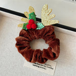 Load image into Gallery viewer, Velvet Reindeer Antler Christmas Scrunchie N6K003