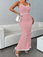 Load image into Gallery viewer, Long Spaghetti Strap Color Block Vacation Dress Women N6A054