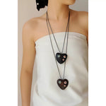 Load image into Gallery viewer, Wooden Heart Flower Pendant Long Necklace Women S5P954