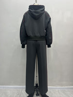 Load image into Gallery viewer, Dark Grey Color Block Hoodie Sweatshirt and Pant Set N6D101