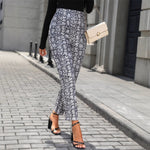 Load image into Gallery viewer, Snake Print Tapered Pants Women Gray N5A487