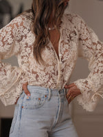 Load image into Gallery viewer, Lace Openwork Casual Shirt Women N6D137