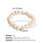 Load image into Gallery viewer, Pearl Ring Hand-Wrapped Flexible Band Gold Plated S5P028