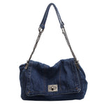 Load image into Gallery viewer, Women's Large Denim Chain Strap Tote Crossbody Bag N6J206