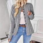 Load image into Gallery viewer, Cable Button Cardigan Mid Weight Gray N5Z890