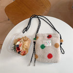 Load image into Gallery viewer, Rainbow Dots Plush Bag Women Cute Shoulder Crossbody S5P876