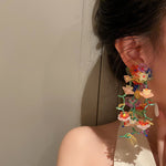 Load image into Gallery viewer, Acrylic Floral Branch Earrings Alloy Silver Beads S5P204