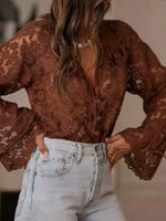 Load image into Gallery viewer, Lace Openwork Casual Shirt Women N6D137