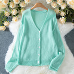 Load image into Gallery viewer, V Button Cardigan Lightweight Light blue 5Z823