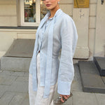 Load image into Gallery viewer, Belted Waist Poplin Blouse Women Multiple Colors N5A597