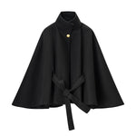 Load image into Gallery viewer, Cape Wool-like Jacket Women Metal Buckle Belt N5A715