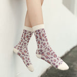 Load image into Gallery viewer, Purple Houndstooth Mid-Calf Socks Women Campus N6H029