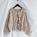 Load image into Gallery viewer, Leopard Print Tie Front Cardigan Women Round Neck N5A848