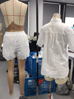 Load image into Gallery viewer, Embroidery Lapel Sleeveless Top and Shorts Set Women N6D117