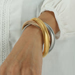 Load image into Gallery viewer, Triple Helix Bangle Titanium Steel Vacuum Ion Plated S5P084