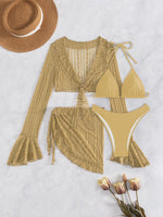 Load image into Gallery viewer, Long Sleeve Ruffle Four Piece Swimsuit N6A020