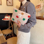 Load image into Gallery viewer, Polka Dot Faux Fur Makeup Bag Women Large Capacity S5P859