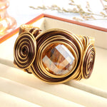 Load image into Gallery viewer, Vintage Punk Handwoven Wire Crystal Open Cuff Bangle N6F271