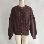 Load image into Gallery viewer, Office Cable Knit Cardigan Women Retro Button Front N5A871
