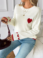 Load image into Gallery viewer, White Heart Jacquard Sweater Knit Layering Pullover N5A814