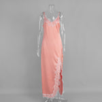 Load image into Gallery viewer, Lace Patchwork Spaghetti Strap Long Dress Women N6A060