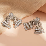 Load image into Gallery viewer, Bow Fringe Earrings Copper Prong-Set Crystals S5P150