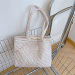 Load image into Gallery viewer, Pastel Floral Quilted Tote Bag Women Large S5P649