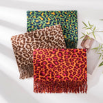 Load image into Gallery viewer, Fringed Animal Print Faux Cashmere Wrap M5A182