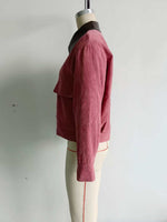 Load image into Gallery viewer, Corduroy Blend Leather Collar Jacket Women N6C138