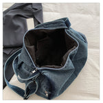 Load image into Gallery viewer, Women's Washed Denim Dumpling Tote Shoulder Bag N6J181