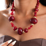 Load image into Gallery viewer, Womens Vintage Marbled Oval Acrylic Beaded Necklace N6K183