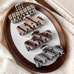 Load image into Gallery viewer, Womens Vintage Plaid Floral Large Claw Clip N6K027