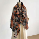 Load image into Gallery viewer, Vintage Art Oil Fringe Faux Cashmere Scarf M5A332