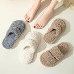 Load image into Gallery viewer, Double Striped Plush Slippers Women Open Toe Curly M5A281