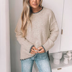 Load image into Gallery viewer, Round Neck Split Hem Sweater Women Multiple Colors N5A799