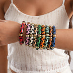 Load image into Gallery viewer, Womens Leopard Print Acrylic Beaded Bracelet N6K126