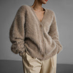 Load image into Gallery viewer, Faux Fur Cardigan V Neck Mid Weight N5Z404