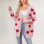 Load image into Gallery viewer, V Neck Heart Cardigan Mid Length Button Front Knit N5A889