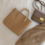 Load image into Gallery viewer, Plaid Handheld Tote Bag Women Thickened Leather S5P660