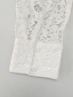 Load image into Gallery viewer, White Lace Collar Fringe Sleeve Sheer Shirt Women N5A935