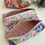Load image into Gallery viewer, Vintage Floral Cotton Pencil Case YKK Zipper N6F152