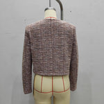 Load image into Gallery viewer, Tweed Blazer Women Orange Short Cropped Jacket N5A777