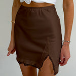 Load image into Gallery viewer, Lace Trim High Slit Midi Skirt Women N6A189